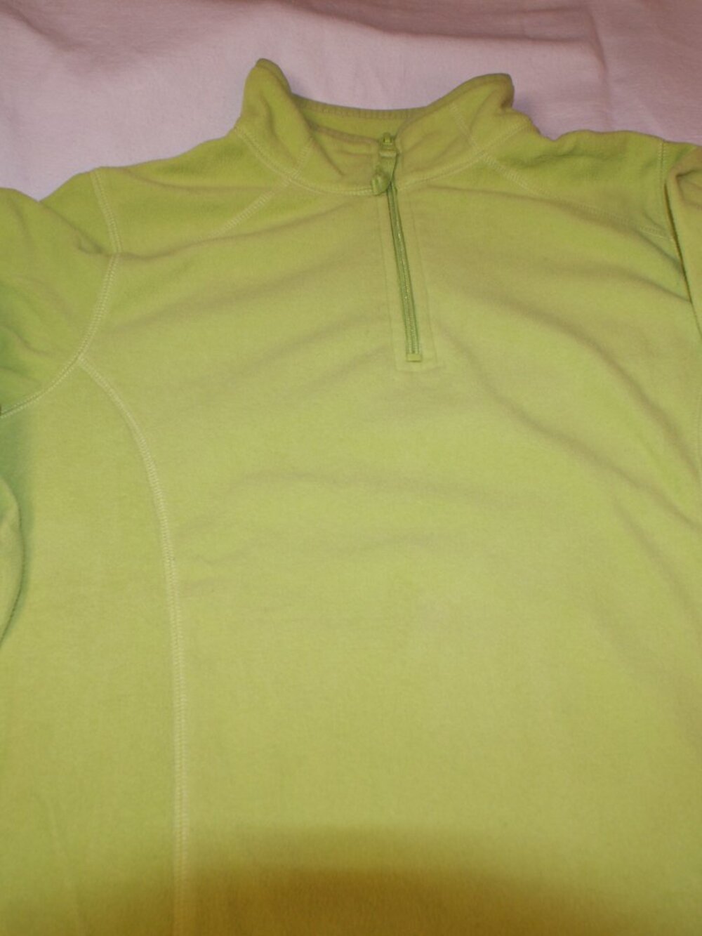 Two Sweatshirts White and Lime Green 3/4" front zip Made for Life Size M